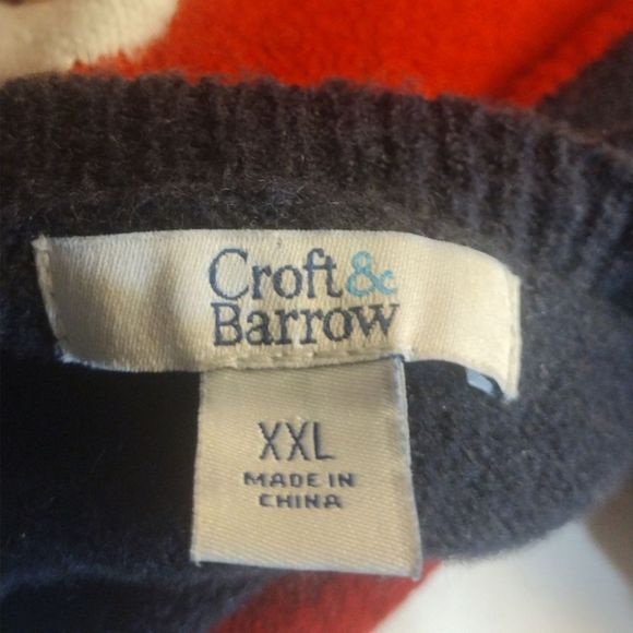 Croft & Barrow Block Sweater Red Navy Pink White Round Neck Like New Size XXL - Picture 10 of 14